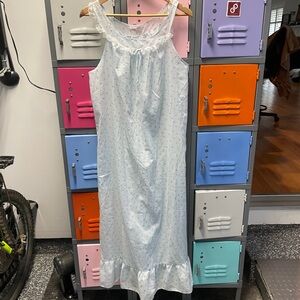 Vintage Brandywine Light Blue Sleeveless Nightgown with Ruffle Hem, L
